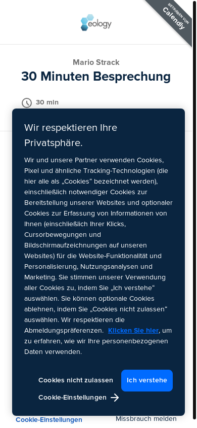 the mobile screenshot of calendly.com
