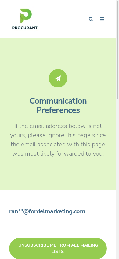 the mobile screenshot of www.procurant.com