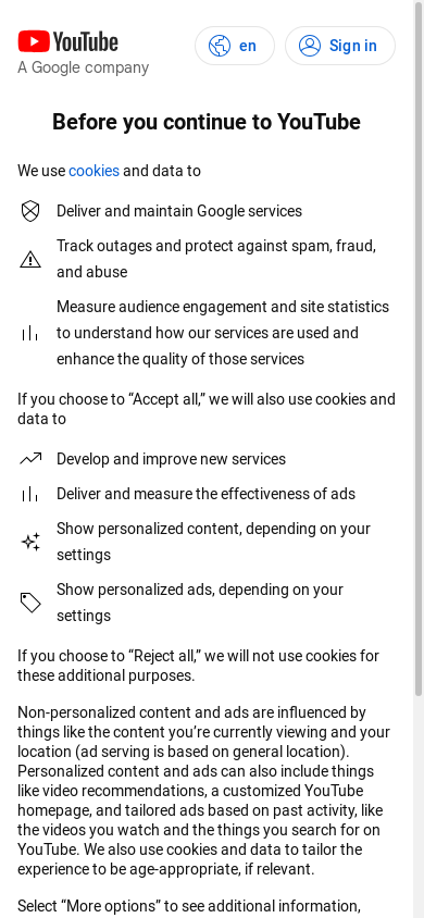 the mobile screenshot of consent.youtube.com