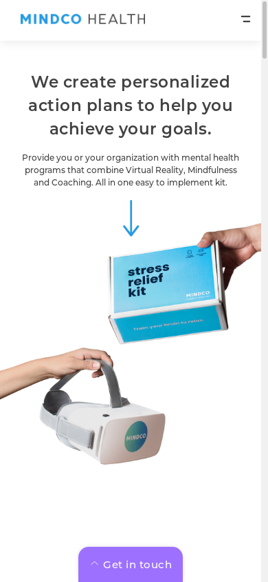 the mobile screenshot of mindcohealth.com