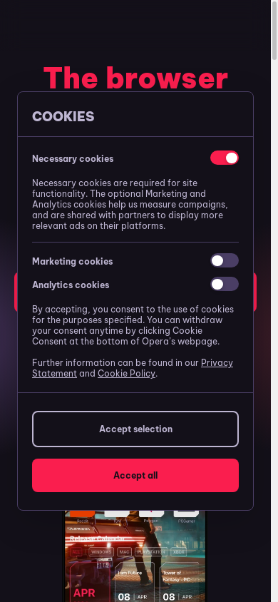 the mobile screenshot of www.opera.com