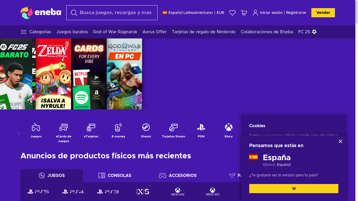 the desktop screenshot of www.eneba.com