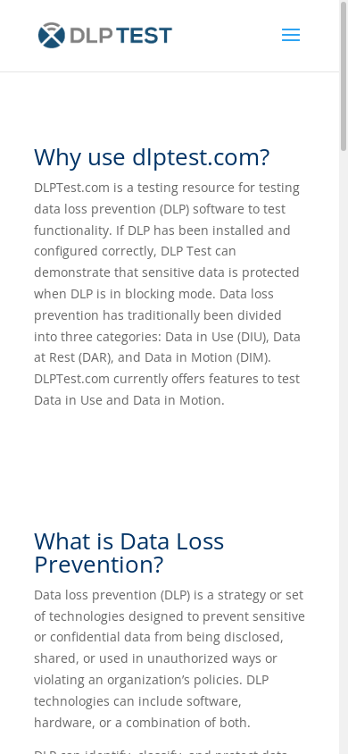 the mobile screenshot of dlptest.com