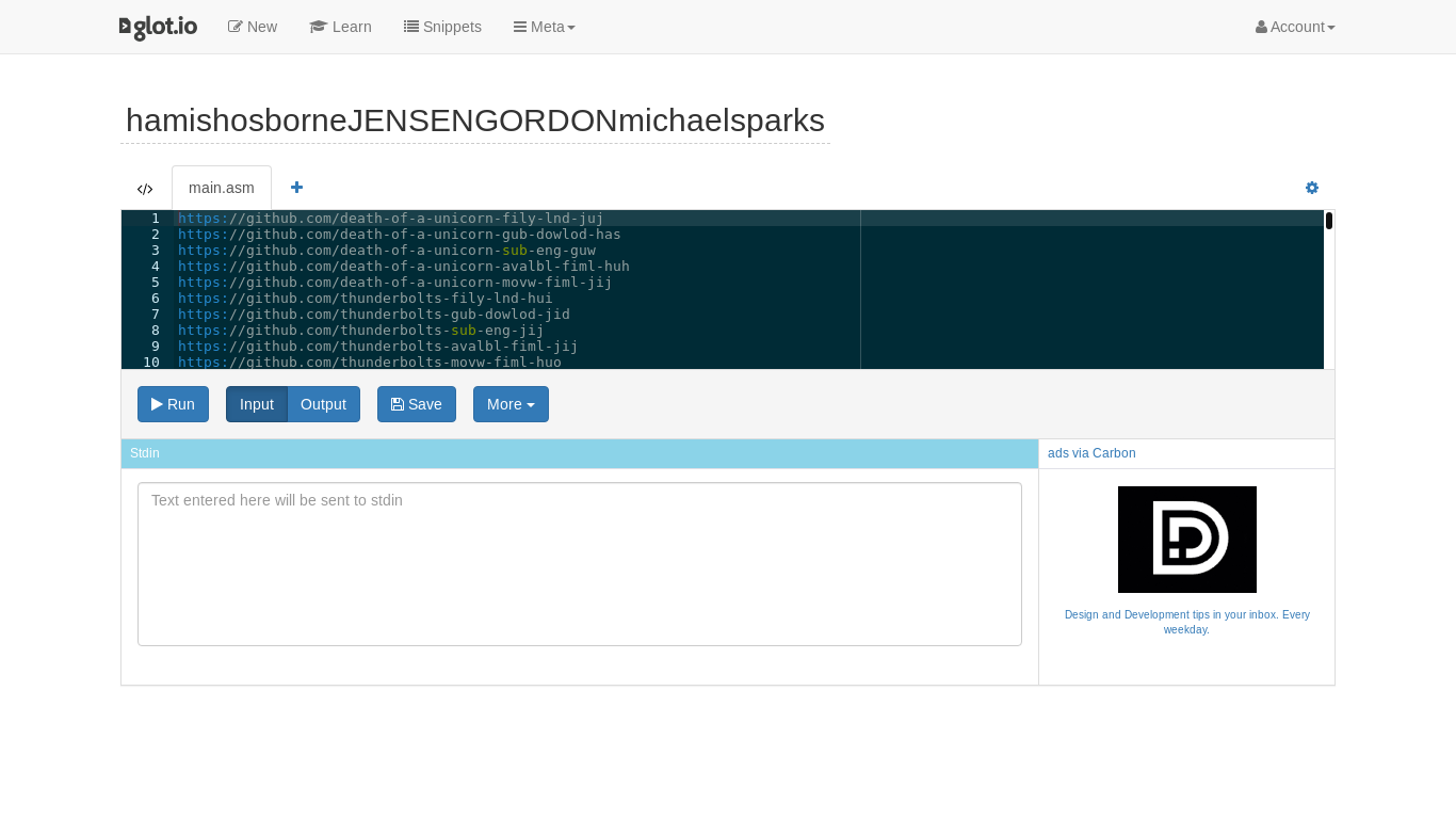 the desktop screenshot of glot.io