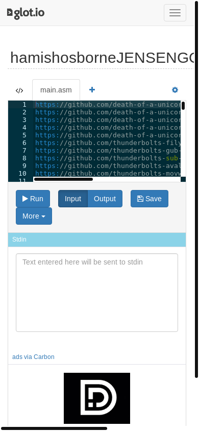 the mobile screenshot of glot.io