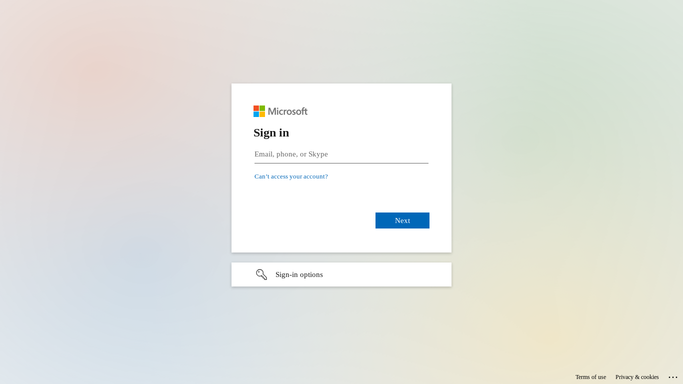 the desktop screenshot of login.microsoftonline.com