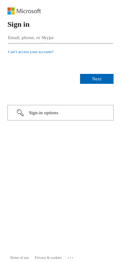 the mobile screenshot of login.microsoftonline.com