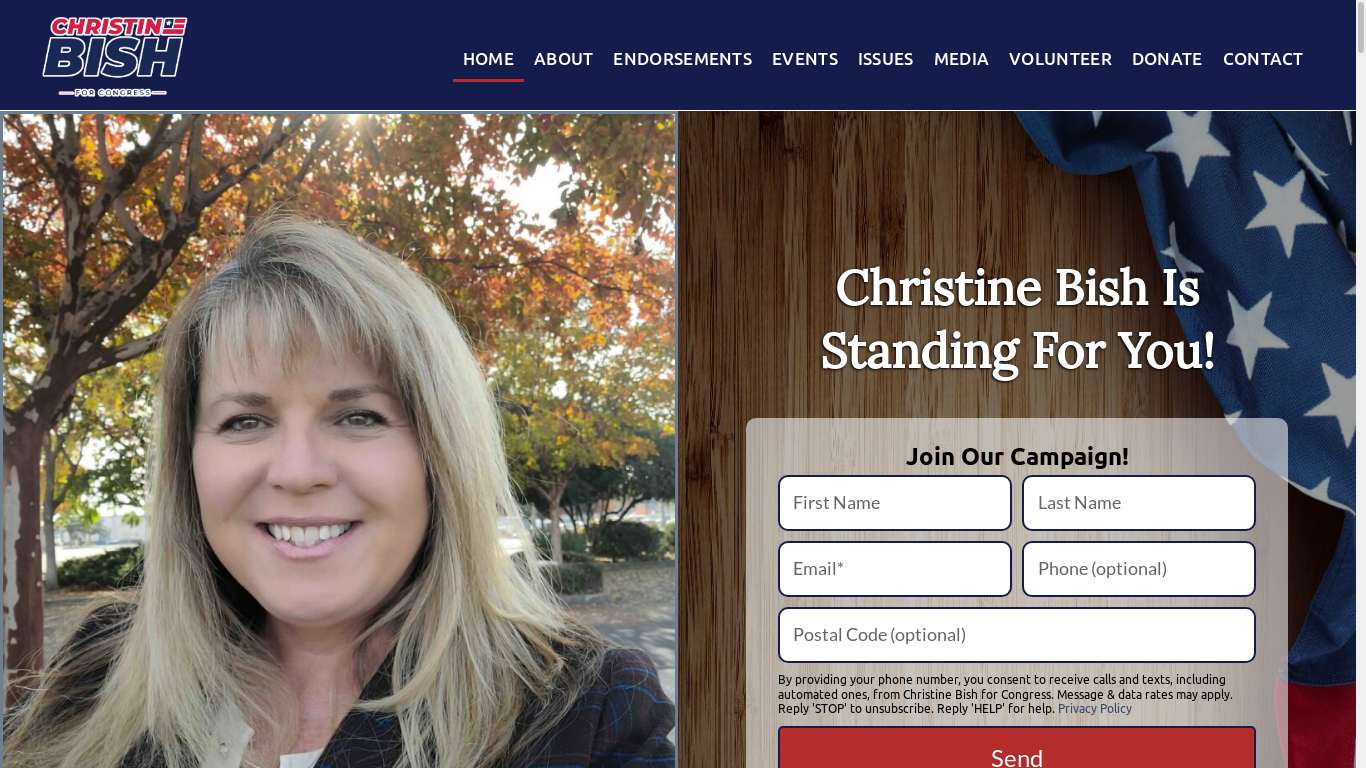 the desktop screenshot of bishforcongress.com