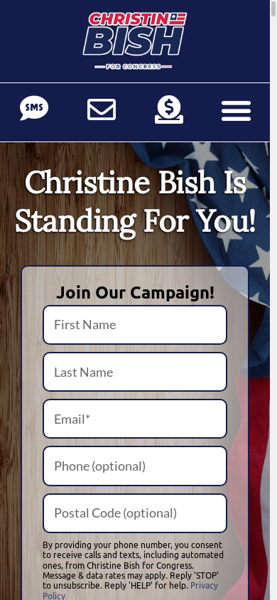 the mobile screenshot of bishforcongress.com