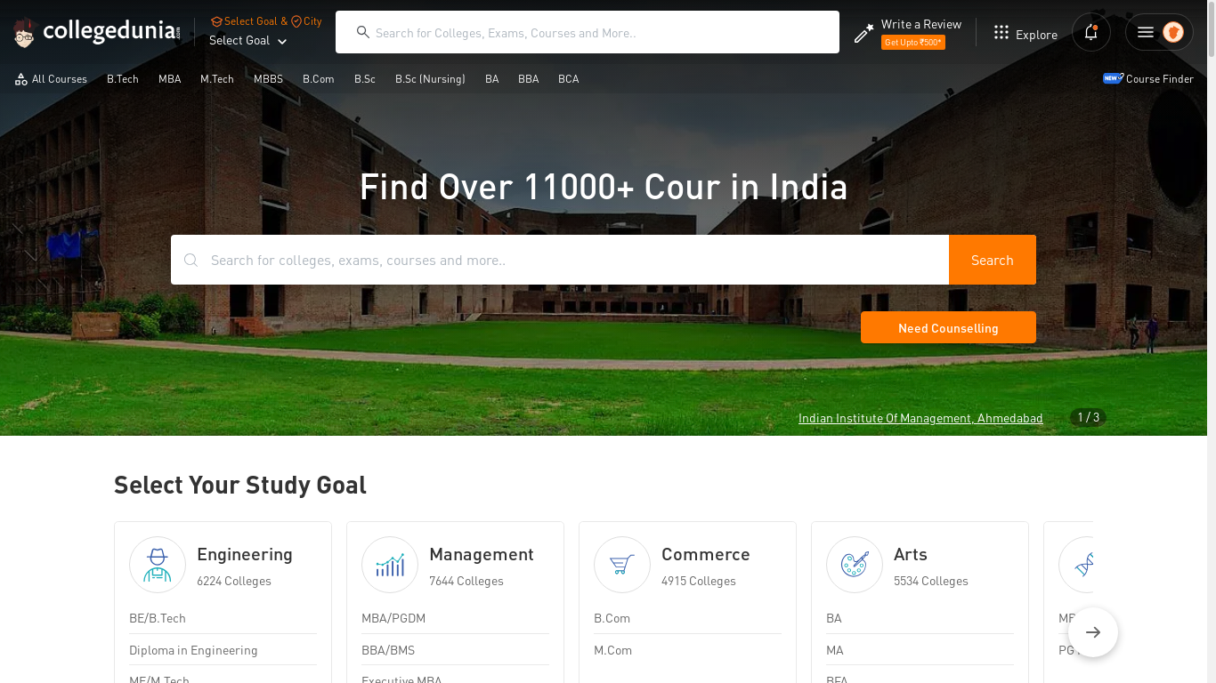 the desktop screenshot of collegedunia.com