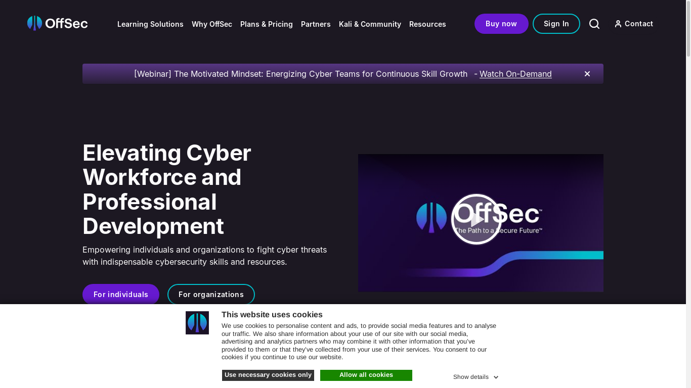 the desktop screenshot of www.offsec.com