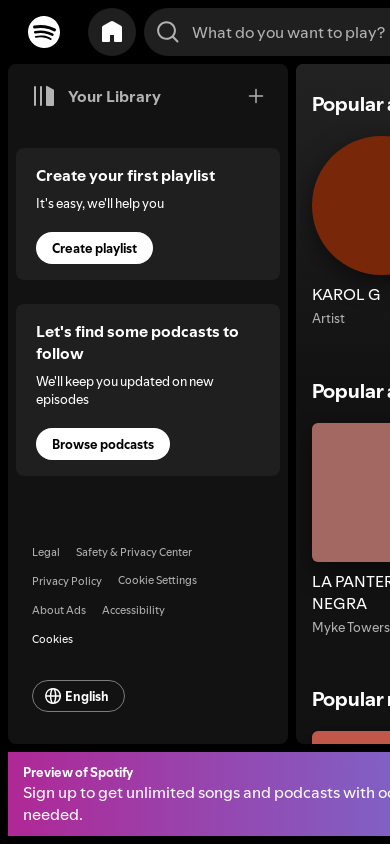 the mobile screenshot of open.spotify.com