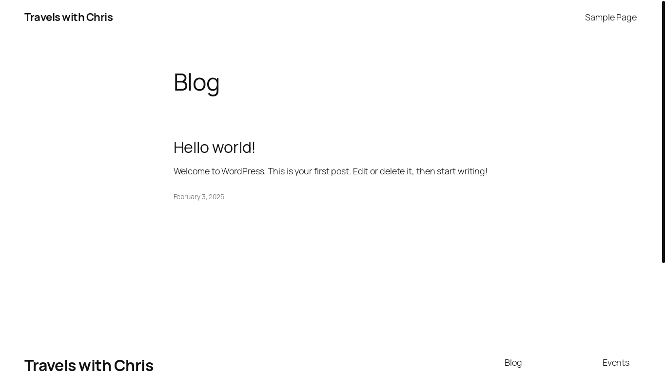 the desktop screenshot of travelswithchris.blog