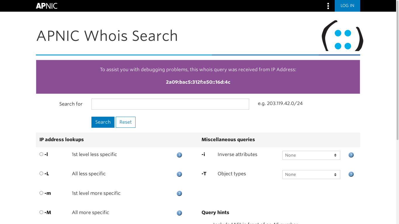 the desktop screenshot of wq.apnic.net
