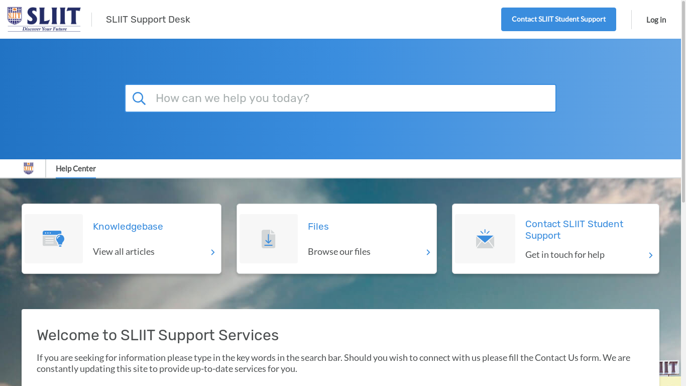 the desktop screenshot of support.sliit.lk