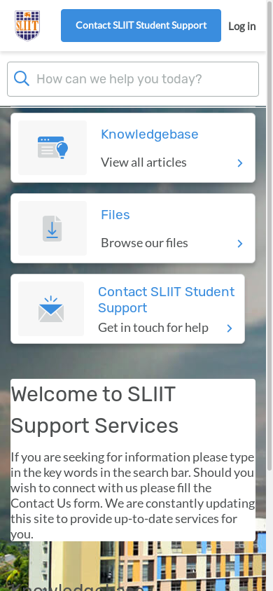 the mobile screenshot of support.sliit.lk