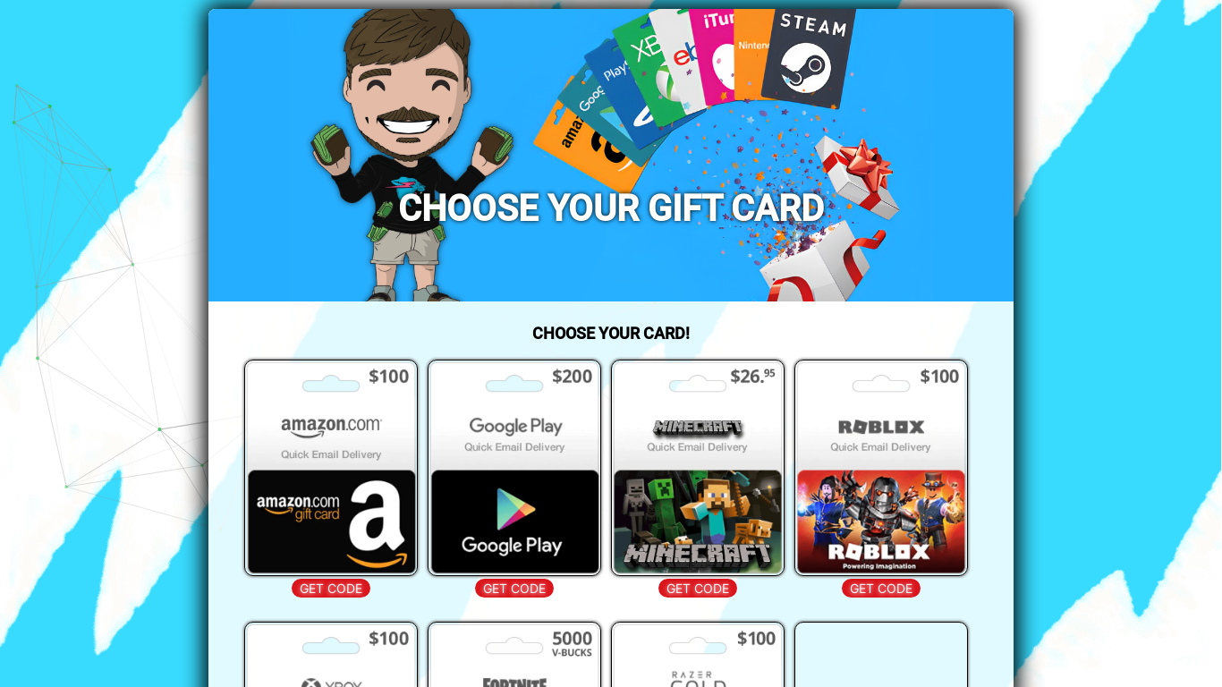the desktop screenshot of mrbeastsfreegiftz.com