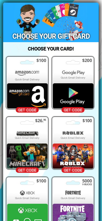 the mobile screenshot of mrbeastsfreegiftz.com