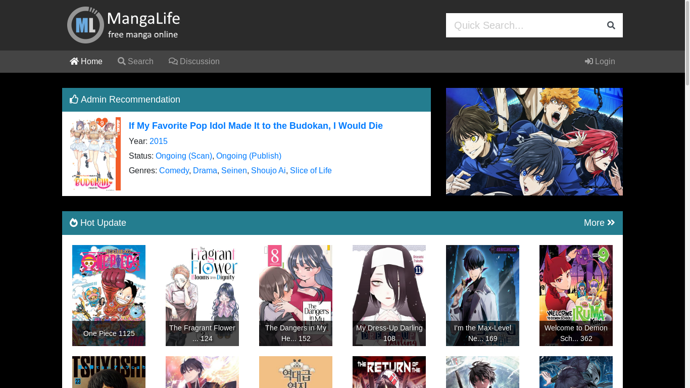 the desktop screenshot of manga4life.com