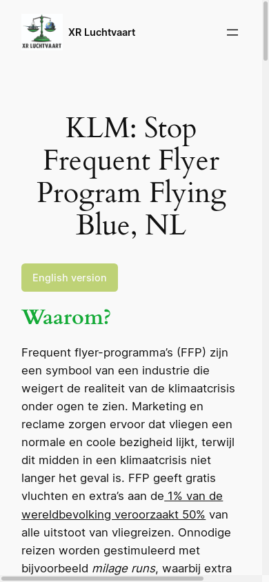 the mobile screenshot of xrluchtvaart.nl