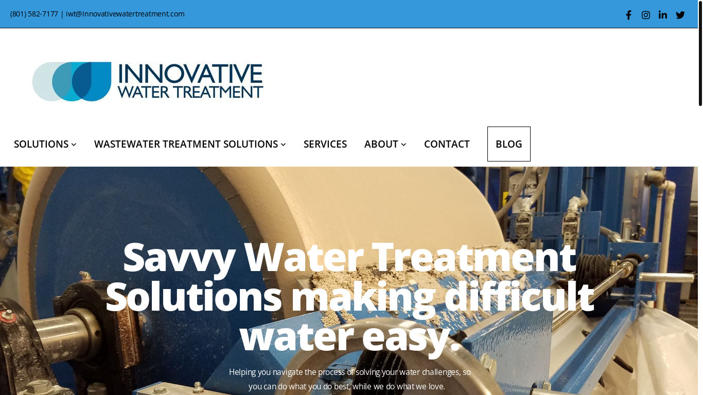 the desktop screenshot of innovativewatertreatment.com