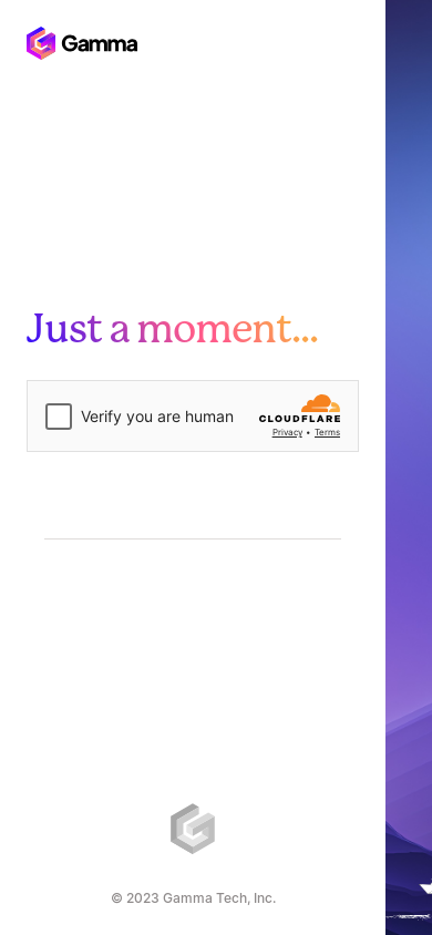 the mobile screenshot of gamma.app