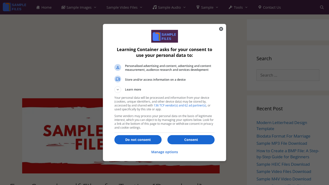 the desktop screenshot of www.learningcontainer.com