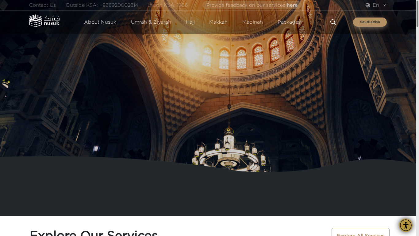 the desktop screenshot of www.nusuk.sa
