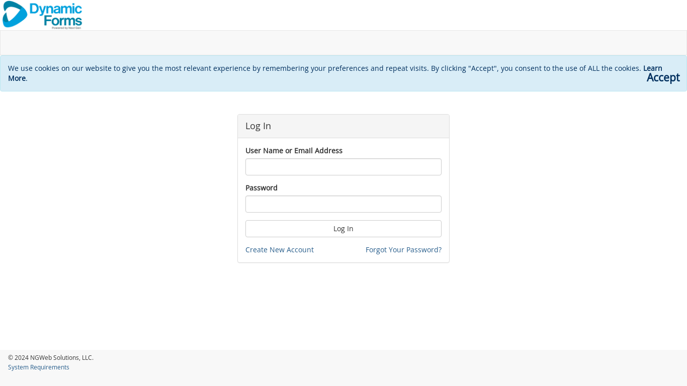 the desktop screenshot of dynamicforms.ngwebsolutions.com