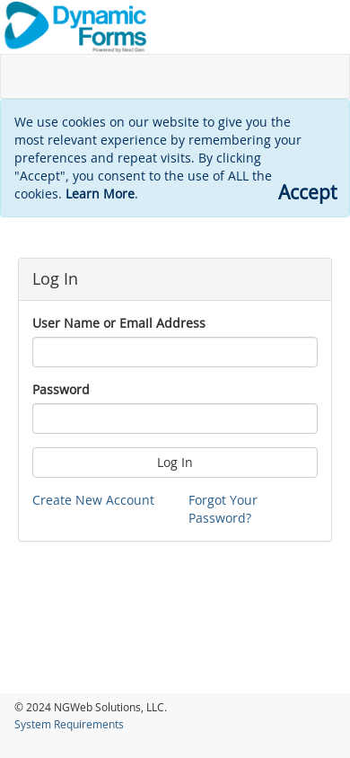 the mobile screenshot of dynamicforms.ngwebsolutions.com