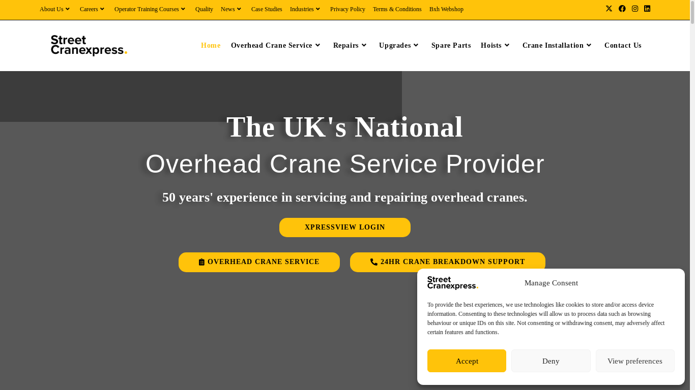 the desktop screenshot of streetcranexpress.co.uk