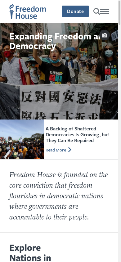 the mobile screenshot of freedomhouse.org