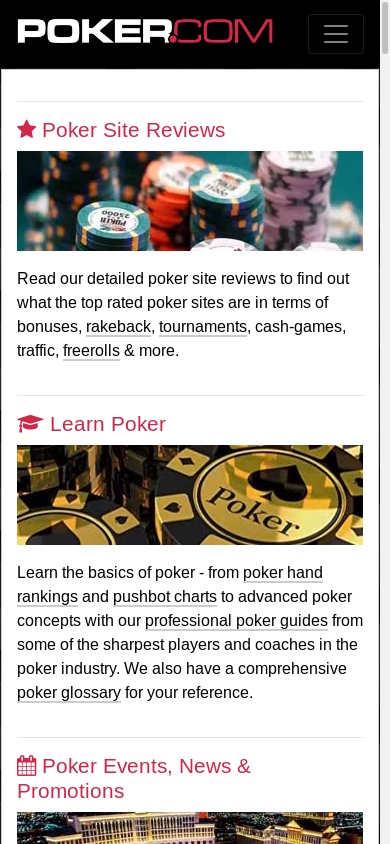 the mobile screenshot of poker.com