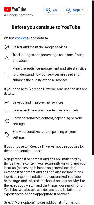 the mobile screenshot of consent.youtube.com