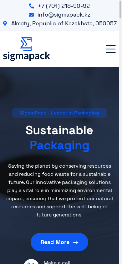 the mobile screenshot of sigmapack.kz
