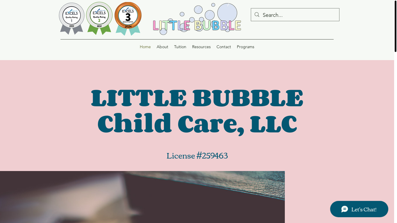 the desktop screenshot of www.littlebubblechildcare.com