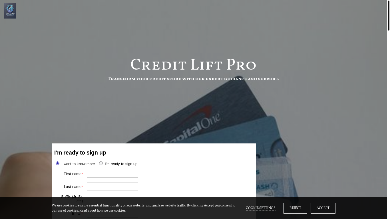 the desktop screenshot of creditliftpro.com