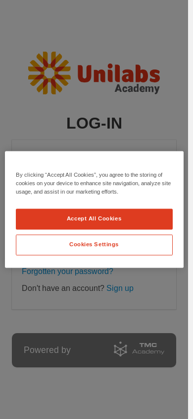 the mobile screenshot of academy.unilabs.com
