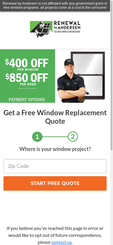 the mobile screenshot of www.qualitywindowsdirect.com