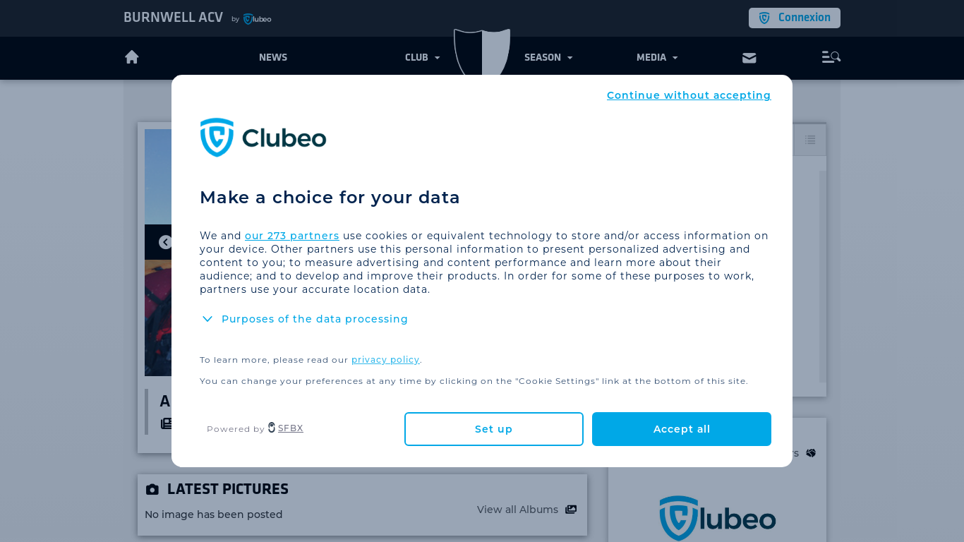 the desktop screenshot of burnwell-acv.clubeo.com