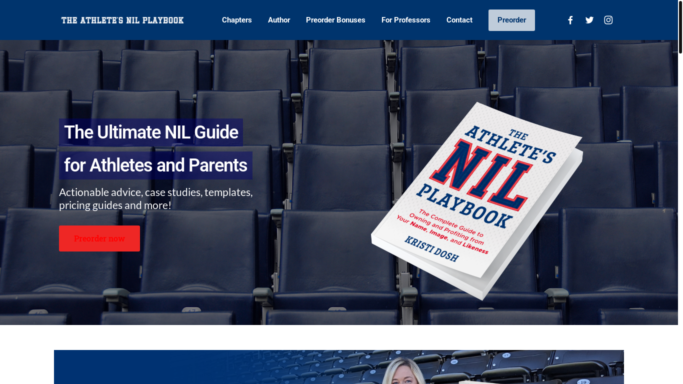 the desktop screenshot of theathletesnilplaybook.com