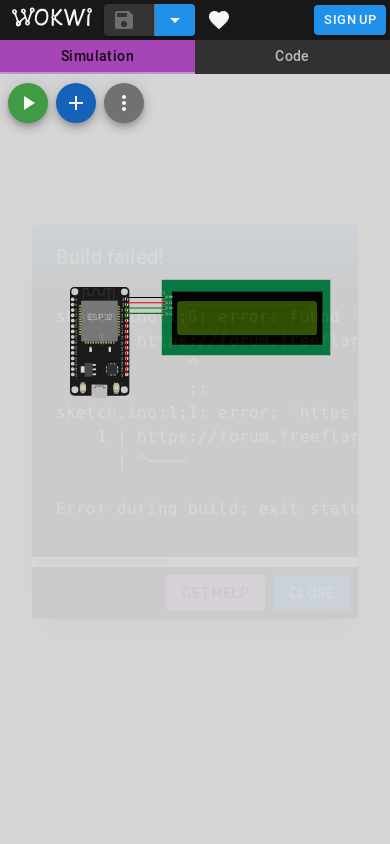 the mobile screenshot of wokwi.com