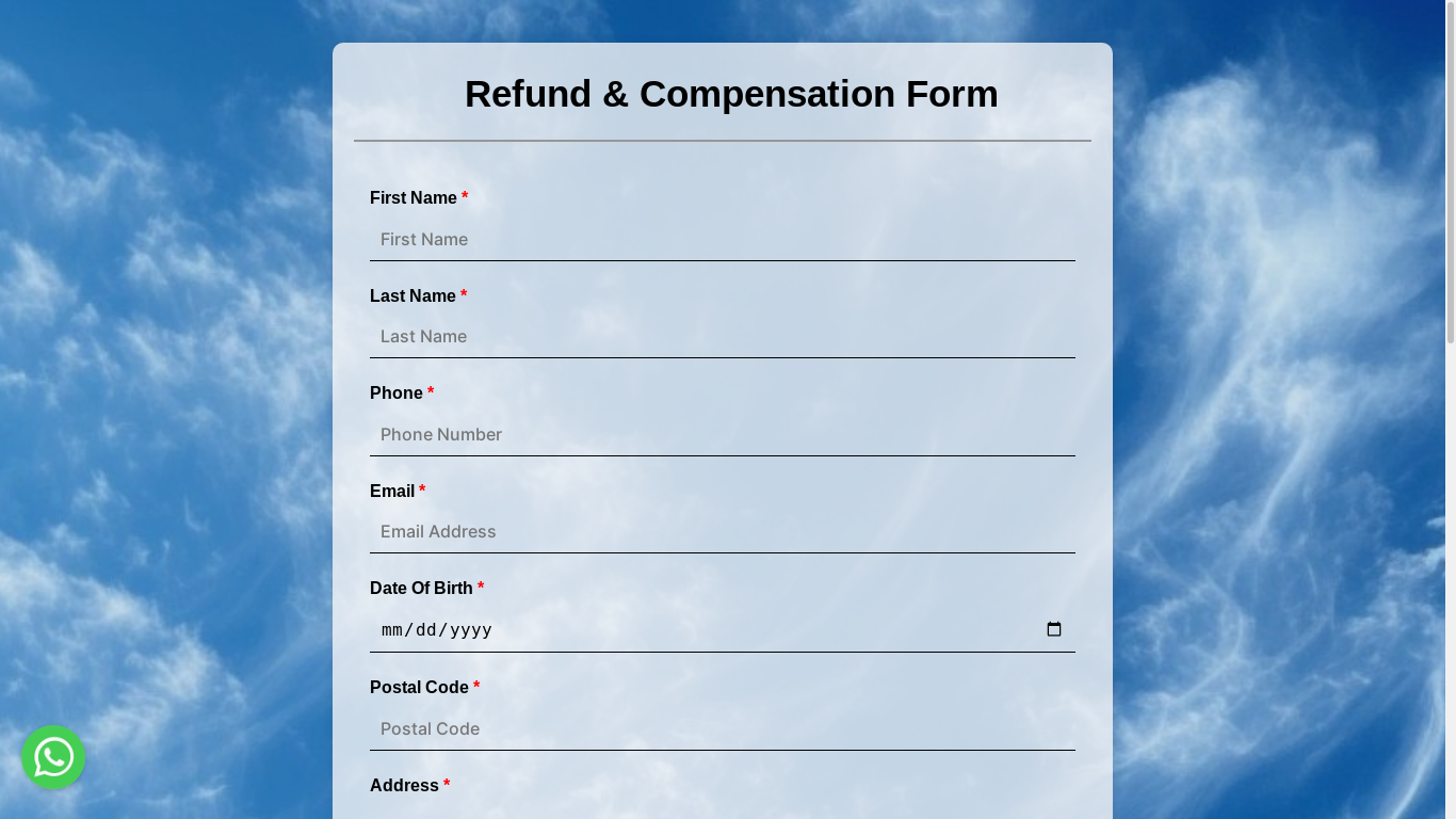 the desktop screenshot of refundandcompensation.com