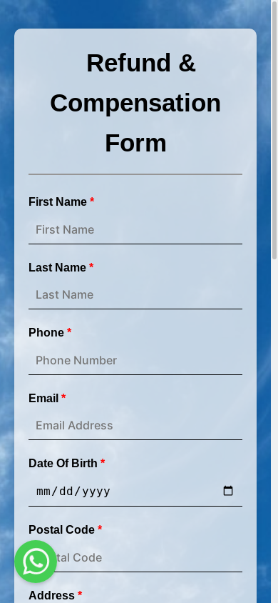 the mobile screenshot of refundandcompensation.com
