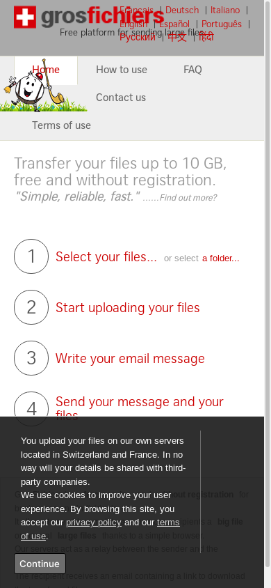 the mobile screenshot of www.grosfichiers.com