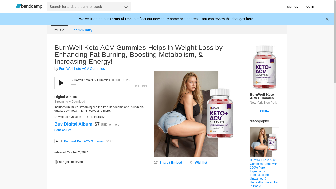 the desktop screenshot of burnwell-keto-acv-gummies.bandcamp.com