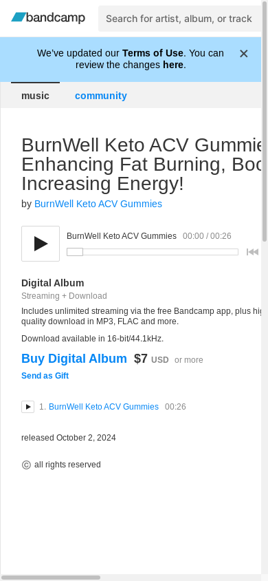 the mobile screenshot of burnwell-keto-acv-gummies.bandcamp.com