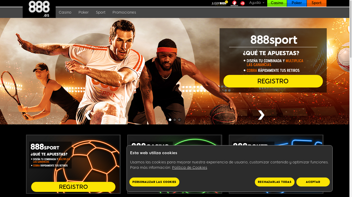 the desktop screenshot of www.888.es