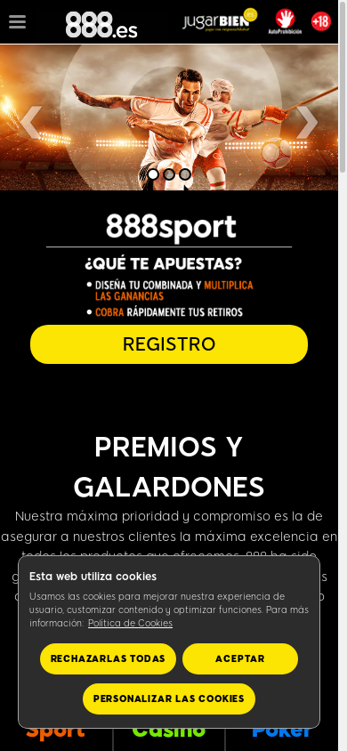 the mobile screenshot of www.888.es