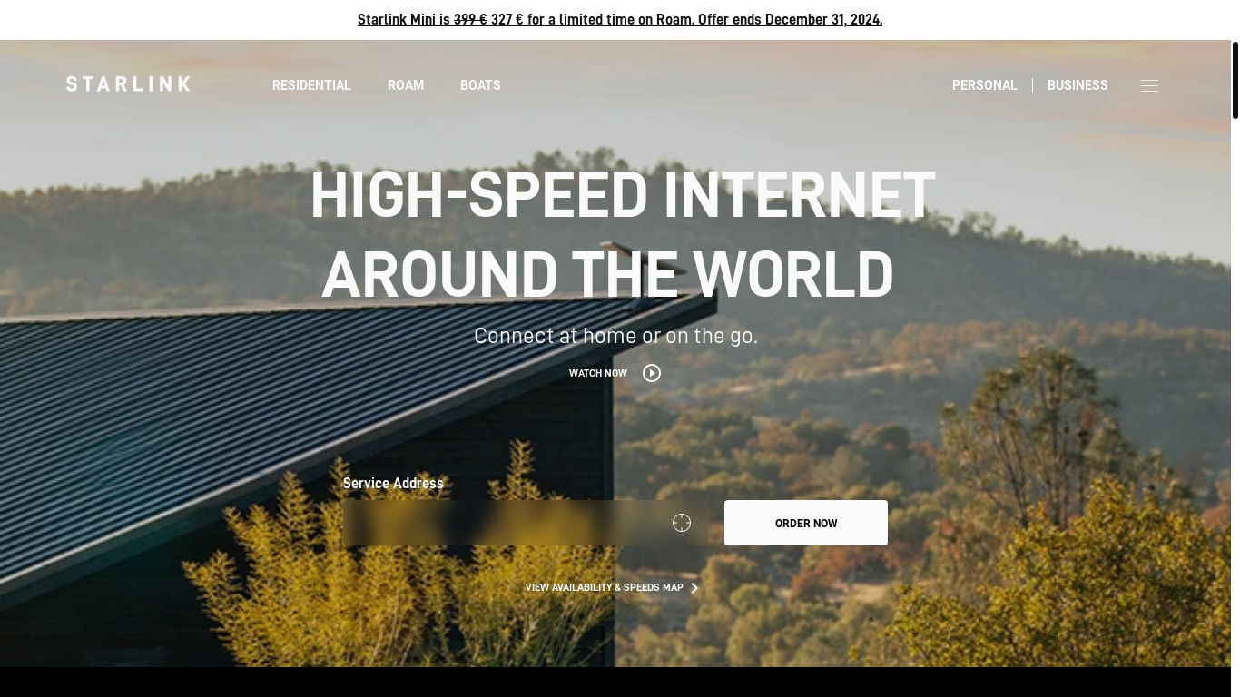 the desktop screenshot of www.starlink.com